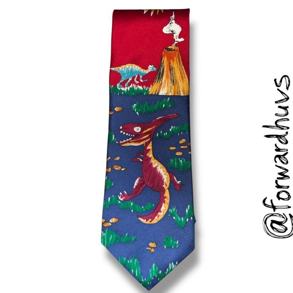 Save the Children Necktie – “Dinosaur Land” by Caroline, Age 8 – 100% Silk